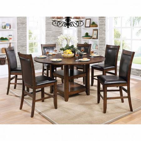 MEAGAN II ROUND COUNTER HT. TABLE 7PC SETS Brown Cherry Finish