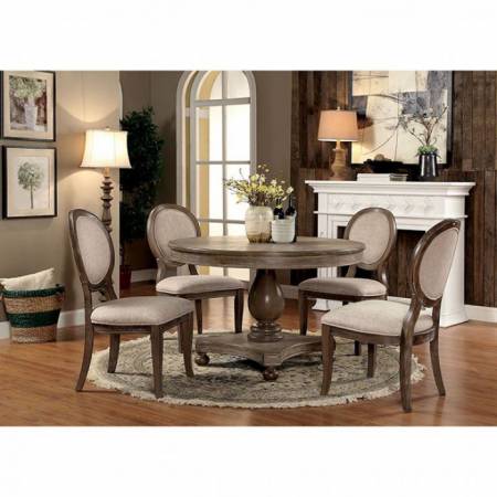 SIOBHAN TABLE SETS 5PC (ROUND TABLE + 4 SC) Rustic Dark Oak