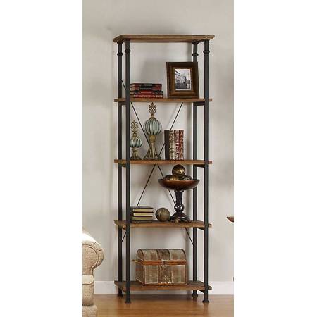 Factory Bookcase -Solid Wood Shelves - Rustic Brown