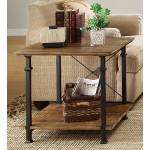 Factory End Table - Solid Top - Rustic Brown