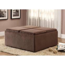 Kaitlyn Cocktail/Coffee Ottoman with Casters for Easy Mobility - Chocolate Textured Plush Microfiber