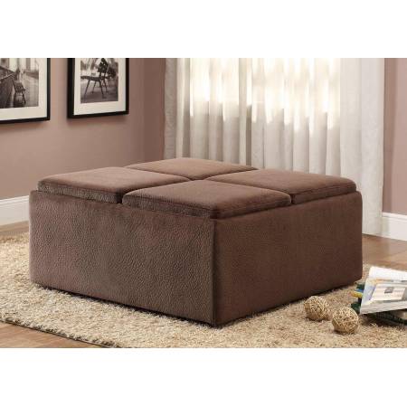 Kaitlyn Cocktail/Coffee Ottoman with Casters for Easy Mobility - Chocolate Textured Plush Microfiber