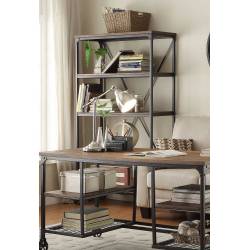 Millwood 40"W Bookcase - Weathered Wood Table Top with Metal Framing