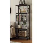 Millwood 26"W Bookcase - Weathered Wood Table Top with Metal Framing