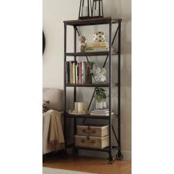 Millwood 26"W Bookcase - Weathered Wood Table Top with Metal Framing