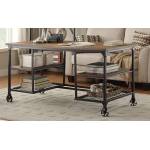 Millwood Writing Desk - Weathered Wood Table Top with Metal Framing