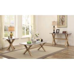Luella Coffee Table Set - Weathered Oak with Zinc Table Top