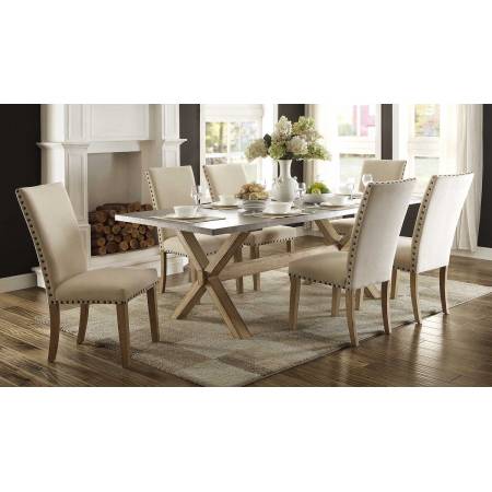 Luella 7PC SETS TABLE+  6 SIDE CHAIRS - Weathered Oak