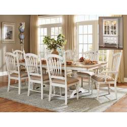 Hollyhock 7PC SETS TABLE+  4 SIDE CHAIRS +2 ARM CHAIRS - Distressed White/Oak