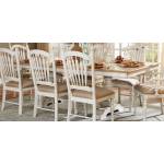 Hollyhock Trestle Pedestal Dining Table - Distressed White/Oak