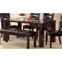 Lee Dining Table - Espresso - Crackle Glass Insert