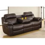 Marille Sofa Recliner with Drop Cup Holder - Dark Brown - Bonded Leather Match