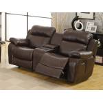 Marille Love Seat Glider Recliner with Center Console - Dark Brown - Bonded Leather Match