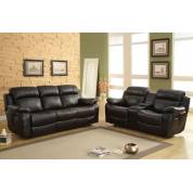Marille 2PC SET SOFA+ LOVESEAT - Black - Bonded Leather Match