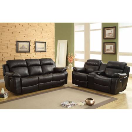 Marille 2PC SET SOFA+ LOVESEAT - Black - Bonded Leather Match