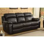 Marille Recliner Sofa with Drop Center Cup Holder - Black - Bonded Leather Match