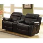 Marille Love Seat Glider Recliner with Center Console - Black - Bonded Leather Match