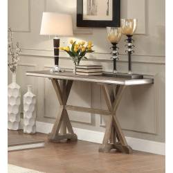 Beaugrand Sofa Table - Light Brown with Stainless Steel Apron Banding