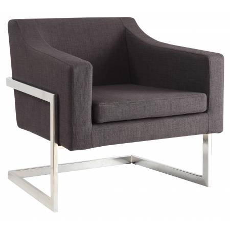 Accent Seating Contemporary Accent Chair in Grey Linen-Like Fabric with Exposed Metal Frame