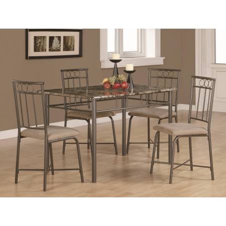 Dinettes 5 Piece Dining Set w/ Leg Table and 4 Side Chairs