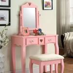 FRANCINE VANITY W/ STOOL, PINK 