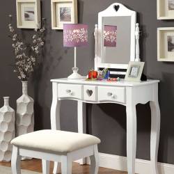 FRANCINE VANITY W/ STOOL, WHITE