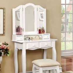 JANELLE VANITY W/ STOOL, WHITE