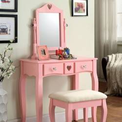 FRANCINE VANITY W/ STOOL, PINK 