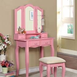 JANELLE VANITY W/ STOOL, PINK   