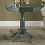 ILIANA ROUND ACCENT TABLE, ANTIQUE TEAL