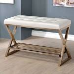 KERI BENCH W/ GOLD LEGS, WHITE 