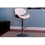ACBS34 MODERN WHITE UPHOLSTERED ADJUSTABLE BARSTOOL