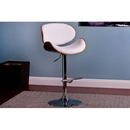 ACBS34 MODERN WHITE UPHOLSTERED ADJUSTABLE BARSTOOL