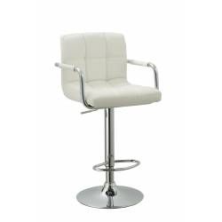 ACBS15 WHITE ADJUSTABLE HEIGHT SWIVEL BAR STOOL WITH CUSHION