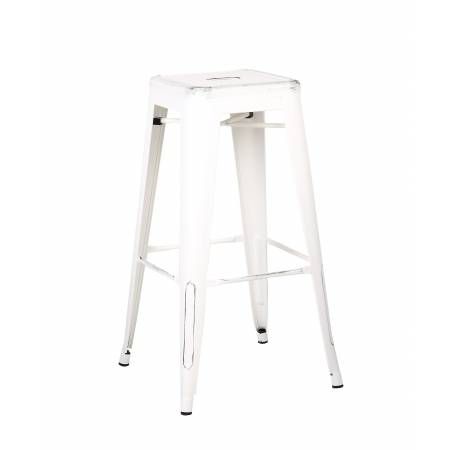 ACBS01 30 INCH WHITE STEEL STOOL SET OF 2