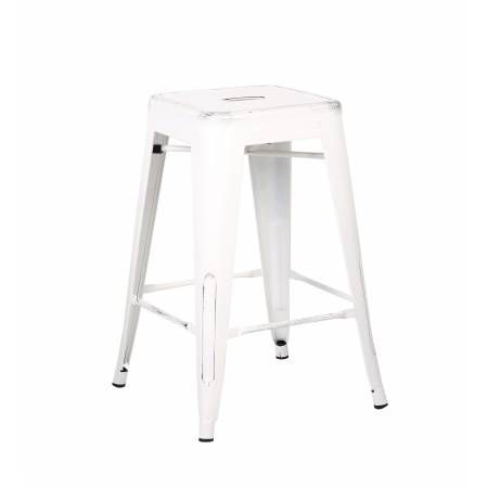 ACBS01 24 INCH WHITE STEEL STOOL SET OF 2
