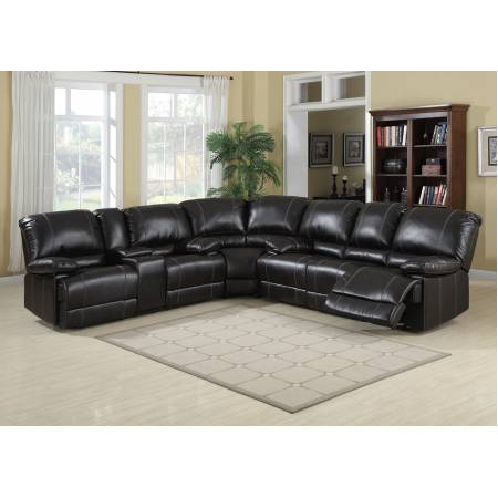 KEVIN COCOA FAUX LEATHER RECLINING SECTIONAL SOFA SET