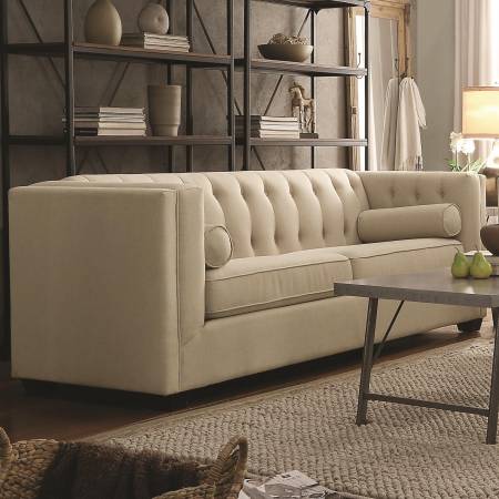 Cairns Stationary Sofa with Tufted Back and Lumbar Pillows