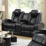 Delange Reclining Power Loveseat with Adjustable Headrests & Storage in Armrests