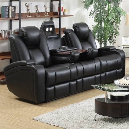 Delange Reclining Power Sofa with Adjustable Headrests & Storage in Armrests