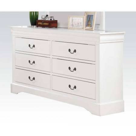 LOUIS PHILIPPE III WHITE W/ STORAGE DRESSER