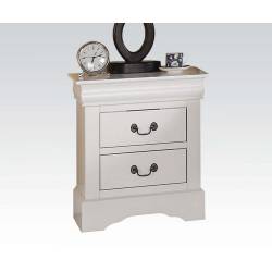 LOUIS PHILIPPE III WHITE W/ STORAGE NIGHTSTAND
