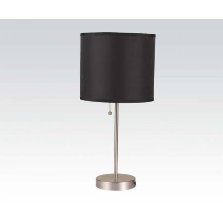 Table Lamp (Set Of 2) Brush Silver & Black Shade 40044
