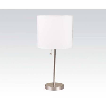Table Lamp (Set Of 2) Brush Silver & White Shade 40042