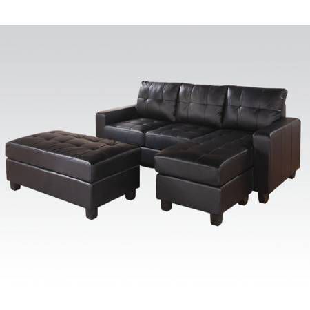 Lyssa Black Reversible Sectional & Ottoman