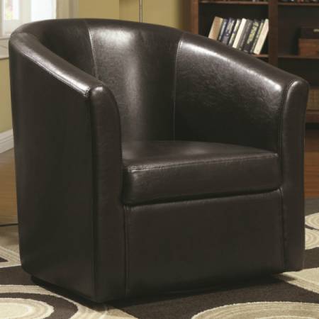 Accent Seating Contemporary Styled Accent Swivel Chair in Brown Vinyl Upholstery