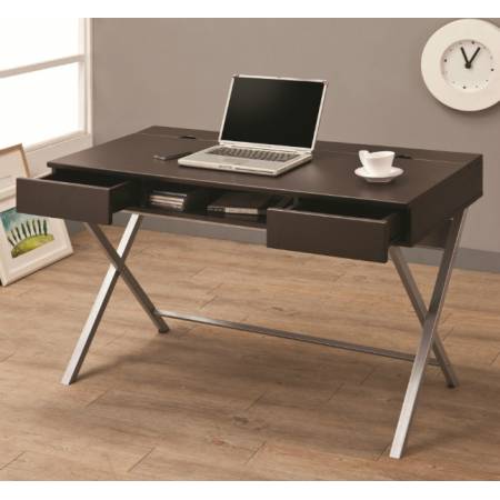 Desks Connect-It Desk (Cappuccino) with Built-in Outlet/Storage Compartment