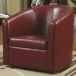 Accent Seating Contemporary Styled Accent Swivel Chair in Red Vinyl Upholstery