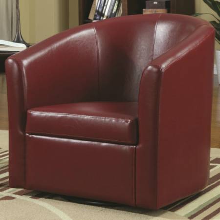 Accent Seating Contemporary Styled Accent Swivel Chair in Red Vinyl Upholstery
