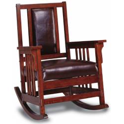 Rockers Mission Style Wood Rocker with Leather Match Seat and Back